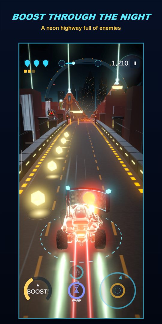 Shield Field boost on a neon highway